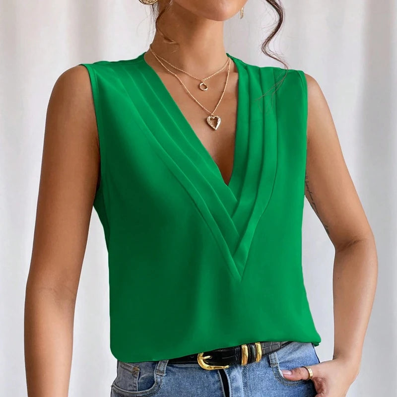 Solid Casual Loose Sleeveless  Tops
