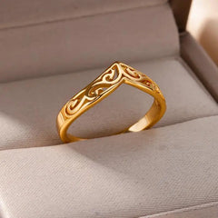 Stainless Steel Rings for Women Aesthetic Heart Gold Color Wedding Ring Vintage Waterproof Wedding Jewelry Prom Accessories Gift