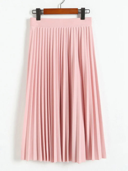 Solid Color Half Length Elastic Skirt