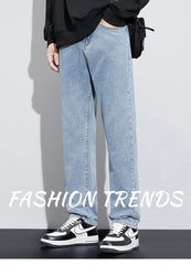 New Autumn Men's Baggy Jeans High Street Fashion Wide Legs Denim Trousers Straight Comfortable Casual Male Pants Streetwear