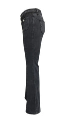 Flare Pants Women Mom Jeans Vintage Wide Leg Pants Denim High Waist Holes Pockets High Street Work Party Club Jeans Elegant Y2k