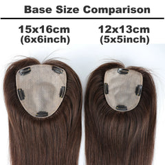 150% Density Human Hair Topper Silicon Skin Base Hairpieces with PU around  Remy Hair Silky Straight Skin Top Hair Toupee