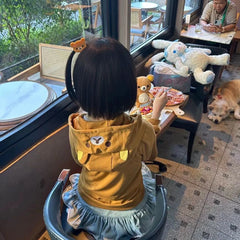 Rilakkuma Cute Cartoon Hoodie Zip-up Hoodie Teddy Bear Ears Long Sleeve Jacket Fashion Women's Casual Cardigan Cotton Clothing