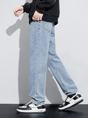 New Autumn Men's Baggy Jeans High Street Fashion Wide Legs Denim Trousers Straight Comfortable Casual Male Pants Streetwear