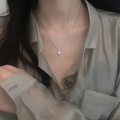 Sterling Silver Round Zircon Necklace