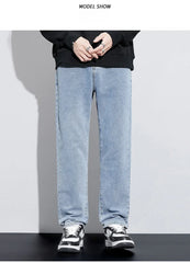 New Autumn Men's Baggy Jeans High Street Fashion Wide Legs Denim Trousers Straight Comfortable Casual Male Pants Streetwear