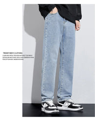New Autumn Men's Baggy Jeans High Street Fashion Wide Legs Denim Trousers Straight Comfortable Casual Male Pants Streetwear