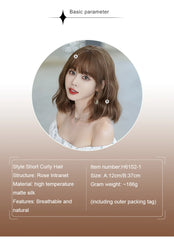 7JHH WIGS Shoulder Length Brown Wig for Women Daily Use High Density Synthetic Layered Brown Bob Wigs with Air Bangs