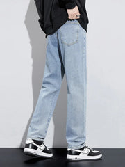 New Autumn Men's Baggy Jeans High Street Fashion Wide Legs Denim Trousers Straight Comfortable Casual Male Pants Streetwear