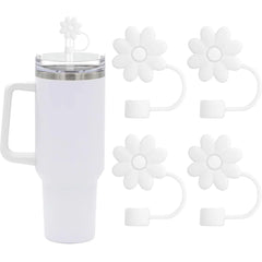 Flower Straw Covers Toppers for Stanley Cups 30&40 Oz Tumbler Accessories 4PCS Silicone Straw Caps 10mm 0.4in Straws