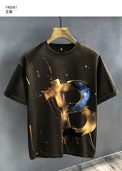 Supzoom New Arrival Summer High Street Splash Ink Printing Neutral O-neck Casual Heavy Texture Cotton Ins Loose Men T shirt