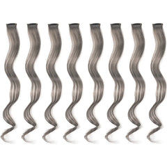 20 Inch Colourful Curly Wavy Party Highlights Clip in Synthetic Hairpieces 8 Pack Curly Colored Hair Extensions for Women