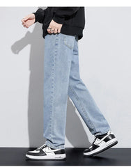 New Autumn Men's Baggy Jeans High Street Fashion Wide Legs Denim Trousers Straight Comfortable Casual Male Pants Streetwear
