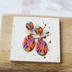 Trendy Fashion Rose Floral Dangle Pendant Enamel With Metal Parts Handmade Polymer Clay Earrings Sets Women's Accessories Gifts