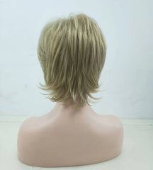 HAIRJOY Short Blonde Wig with Bangs Blonde Mix Brown Wigs for White Women Fluffy Synthetic Hair Womens Wigs