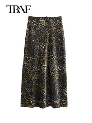 Women Vintage Chic Leopard Skirt