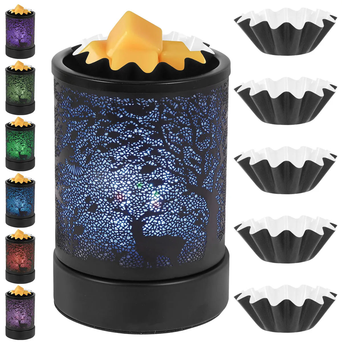 Wax Melter Metal Wax Warmer Night Lamp Electric Wax Burner with Colorful LED Light Plug-in Aromatherapy Candle Burner Decorative