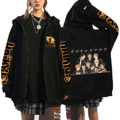 Haikyuu Japan Anime Zip Up Hoodie Karasuno High School Hooded Men Women Sweatshirts Harajuku Autumn Winter Zipper Pullover