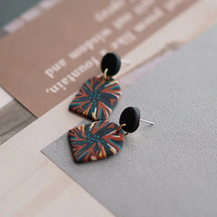 Flower Pattern Multi Mixed Dark Colors Arch Pendant Dangle Marble Gentle Dots Polymer Clay Earrings Sets Party Casual Wear