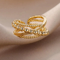 Stainless Steel Rings for Women Aesthetic Heart Gold Color Wedding Ring Vintage Waterproof Wedding Jewelry Prom Accessories Gift