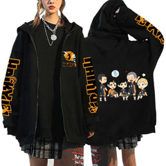 Haikyuu Japan Anime Zip Up Hoodie Karasuno High School Hooded Men Women Sweatshirts Harajuku Autumn Winter Zipper Pullover