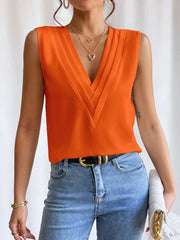 Solid Casual Loose Sleeveless  Tops