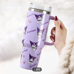 Stanley 40oz1200ml handle car mug mug with straw car ice cream mug cartoon kt cat cup.