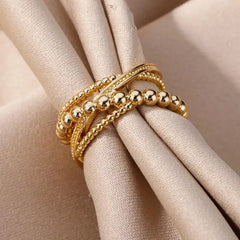 Stainless Steel Rings for Women Aesthetic Heart Gold Color Wedding Ring Vintage Waterproof Wedding Jewelry Prom Accessories Gift