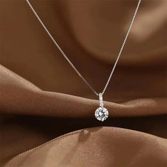 Sterling Silver Round Zircon Necklace