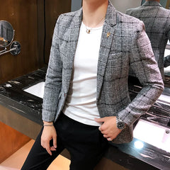 Men's Casual Plaid Suit
