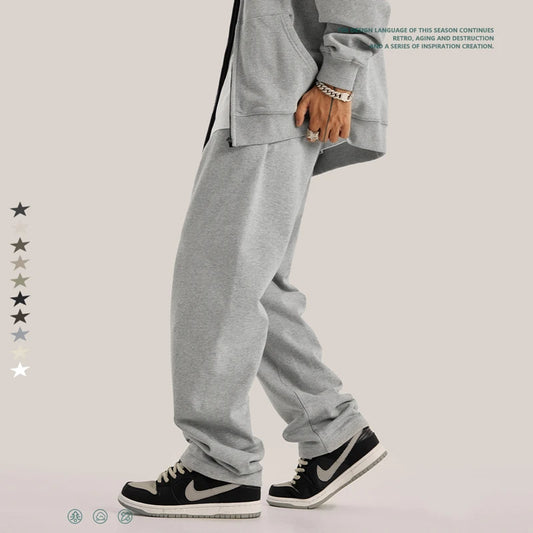 ZODF New 2025 Autumn Men's 445GSM Sweatpants Unisex High Street Soft Knitted Straight Pants Brand Streetwears Tracksuits HY0382