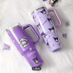 Stanley 40oz1200ml handle car mug mug with straw car ice cream mug cartoon kt cat cup.