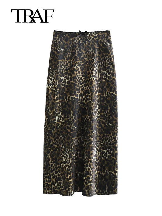 Women Vintage Chic Leopard Skirt