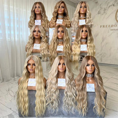Synthetic Lace Front Wig Blonde Wigs for Woman Lady Deep Wave Lace Front Wigs Caramel Golden Blonde Wig Glueless Cosplay Sale