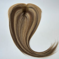 Human Hair Topper For Women Toppers With Bangs Clips In Hairpieces 100% Human Hair Wigs Natural Straight Hair Blonde Silk Base