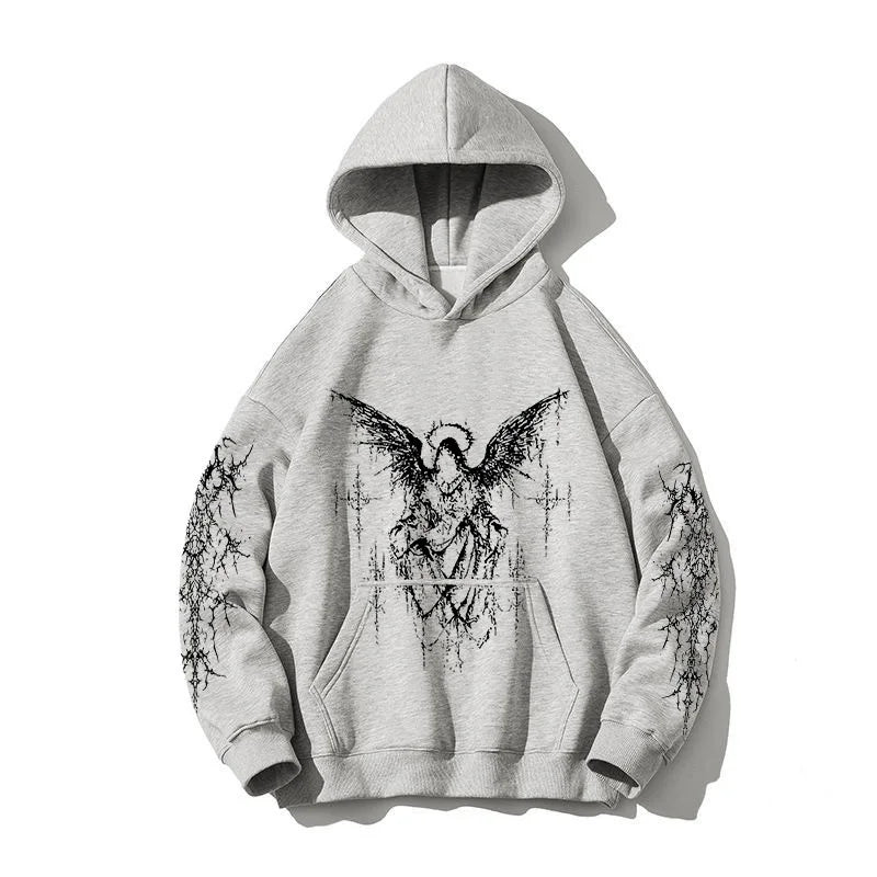 High Street Y2K Goth  Zipper Hoodie Graphic Print Zip Up hip hop Hooded Sweatshirt Harajukus Streetwear Vintage Pullover hoodies