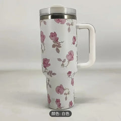 Stanley 40oz1200ml handle car mug mug with straw car ice cream mug cartoon kt cat cup.