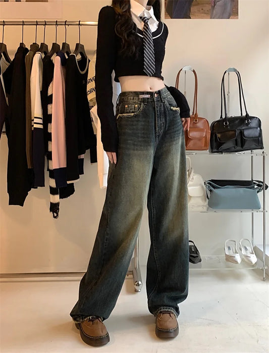 Retro Straight Loose Denim Jeans