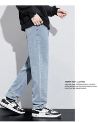 New Autumn Men's Baggy Jeans High Street Fashion Wide Legs Denim Trousers Straight Comfortable Casual Male Pants Streetwear