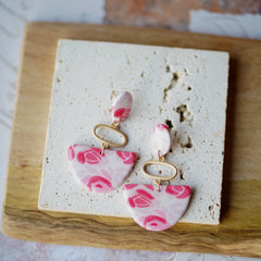 Trendy Fashion Rose Floral Dangle Pendant Enamel With Metal Parts Handmade Polymer Clay Earrings Sets Women's Accessories Gifts