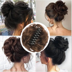 Messy Hair Bun Hair Scrunchies Extension Curly Wavy Messy Synthetic Chignon Fake Updo Hairpieces For Women Girls