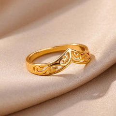 Stainless Steel Rings for Women Aesthetic Heart Gold Color Wedding Ring Vintage Waterproof Wedding Jewelry Prom Accessories Gift
