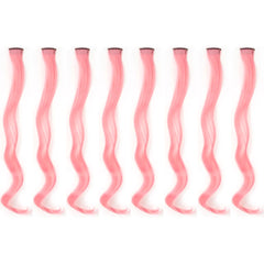 20 Inch Colourful Curly Wavy Party Highlights Clip in Synthetic Hairpieces 8 Pack Curly Colored Hair Extensions for Women