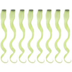 20 Inch Colourful Curly Wavy Party Highlights Clip in Synthetic Hairpieces 8 Pack Curly Colored Hair Extensions for Women