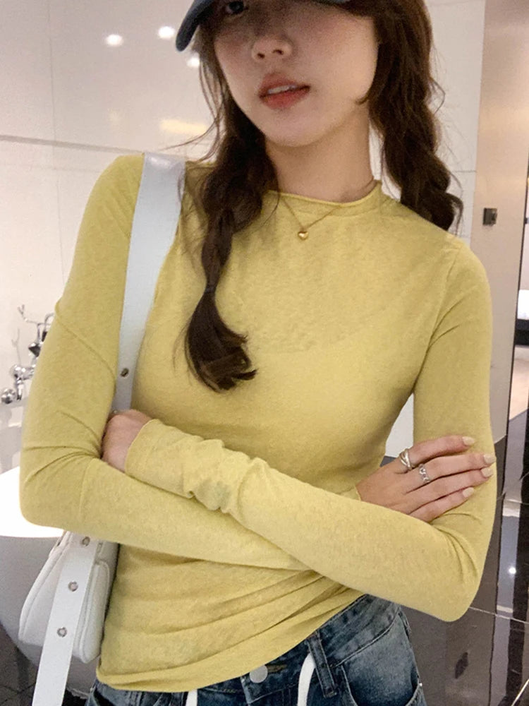 Women's  Long Sleeve O Neck Tshirts