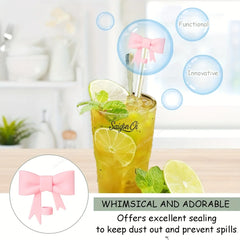 3Pcs Bow Straw Cap Covers Toppers Accessories for Stanley Cups Reusable Cute Silicone Straw Tips Water Bottle Protective Boot