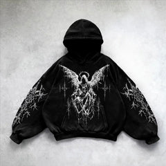 High Street Y2K Goth  Zipper Hoodie Graphic Print Zip Up hip hop Hooded Sweatshirt Harajukus Streetwear Vintage Pullover hoodies