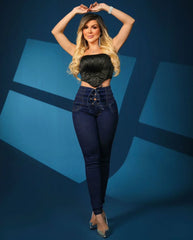 Women Mom Jeans Denim Pencil Pants Bodycon Buttock Lace Up Elastic Waist Pockets High Waist Bandage Sheath Spliced Y2k Button