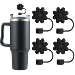 Flower Straw Covers Toppers for Stanley Cups 30&40 Oz Tumbler Accessories 4PCS Silicone Straw Caps 10mm 0.4in Straws