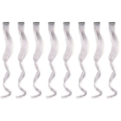 20 Inch Colourful Curly Wavy Party Highlights Clip in Synthetic Hairpieces 8 Pack Curly Colored Hair Extensions for Women